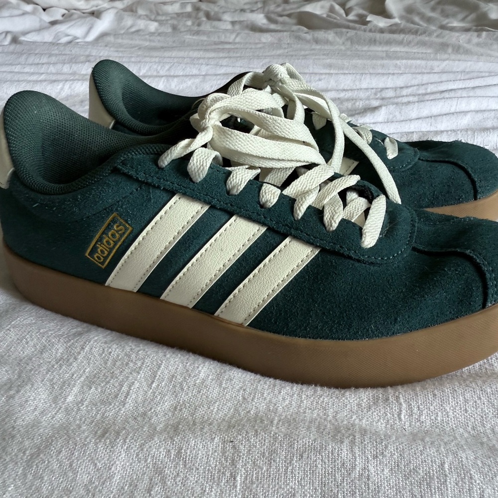 Adidas Forest Green and Cream Sneakers